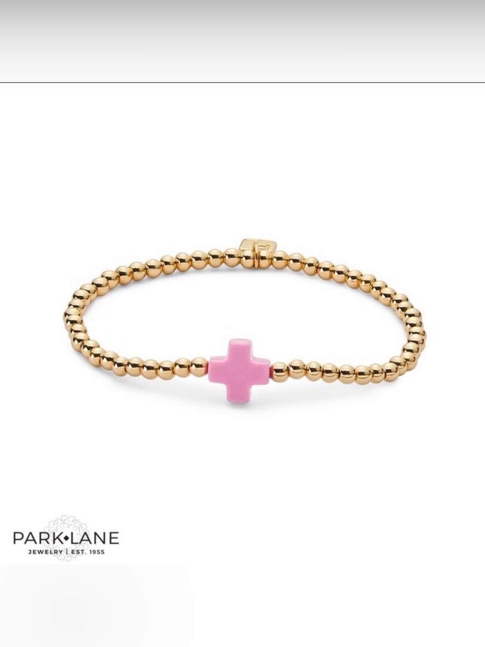 Park Lane Gold Beaded Bracelet with Pink Cross Charm - BLESS Bracelet
